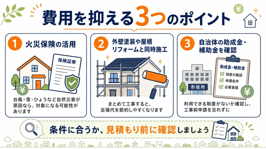 火災保険・同時施工・助成金でベランダ防水工事費用を抑える方法